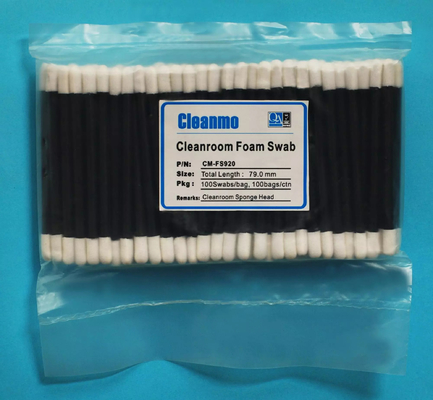 রাউন্ড স্পঞ্জ হেড সহ CM FS920 ব্ল্যাক হ্যান্ডেল ক্লিনরুম সোয়াবস